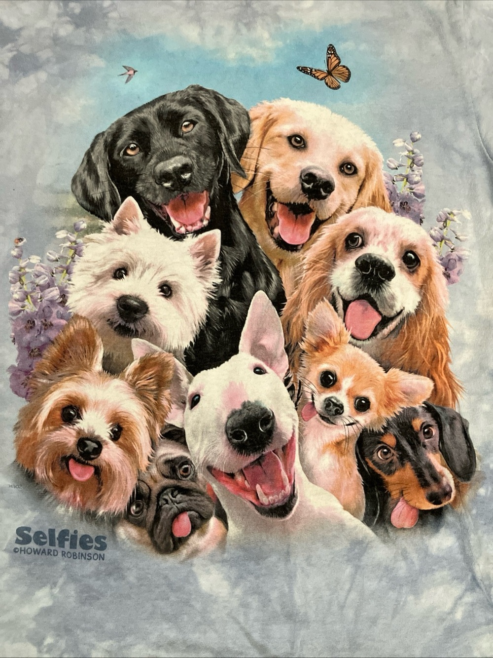 The Mountain Light Blue Tie-Dye Selfies Dogs Graphic Tee - Picture 2 of 4